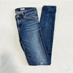 AG Adriano Goldschmied The Legging Low Rise Distressed Super Skinny Jeans 25R